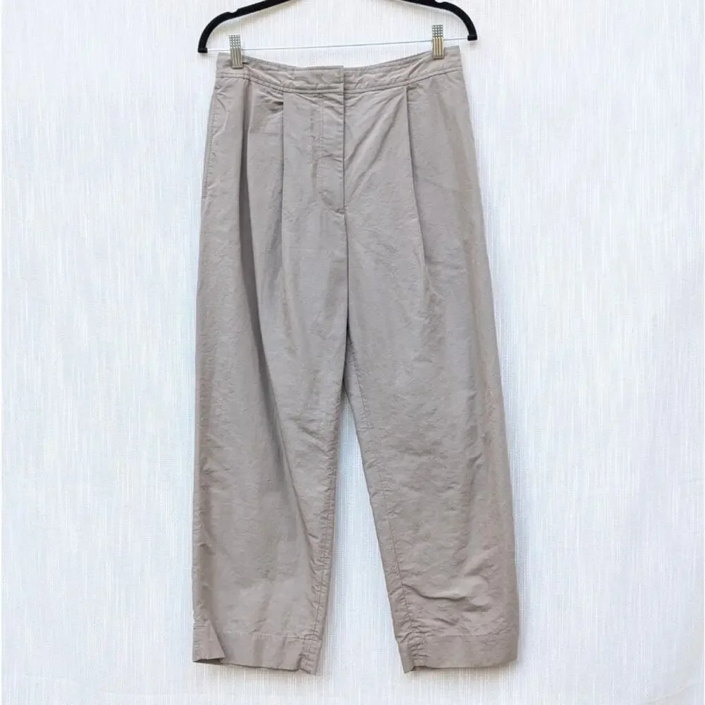 COS Pants Womens EU38/M Taupe Gray Linen Blend High-rise Wide Leg Trousers